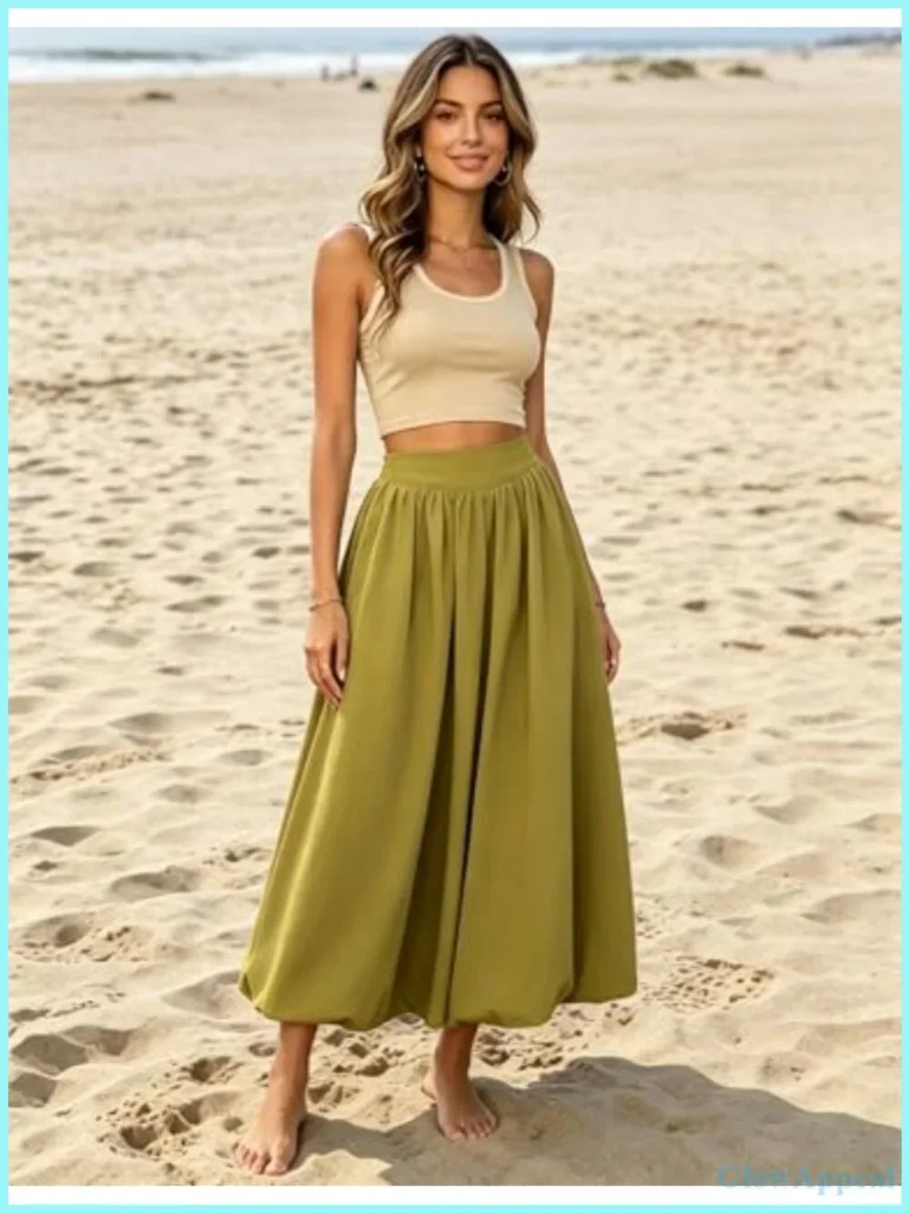 Y2K Bubble Maxi Skirt for Women High Waisted A-Line with Pockets
